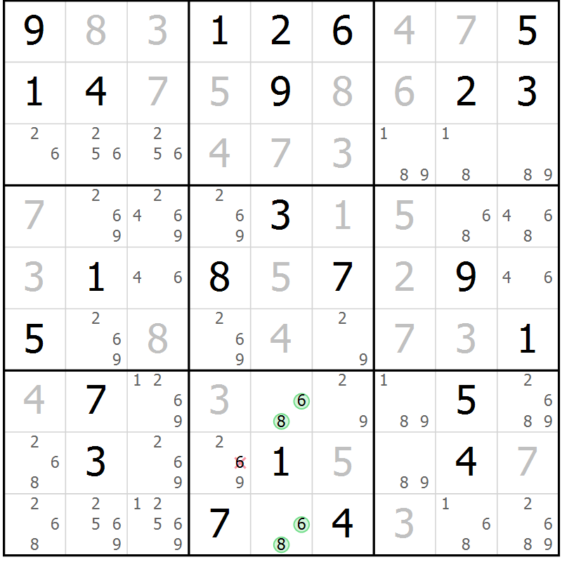 Position des candidats pour la solution de la Gr 32 page 35 du magazine de sudoku Maestro n° 086