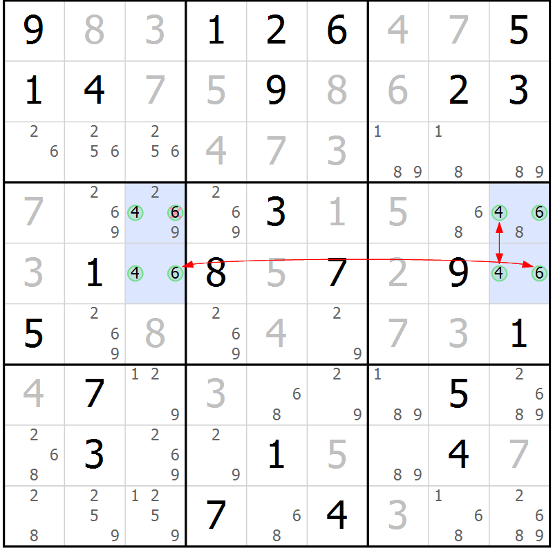 Position des candidats pour la solution de la Gr 32 page 35 du magazine de sudoku Maestro n° 086
