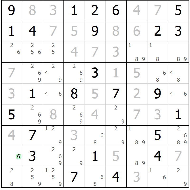 Position des candidats pour la solution de la Gr 32 page 35 du magazine de sudoku Maestro n° 086