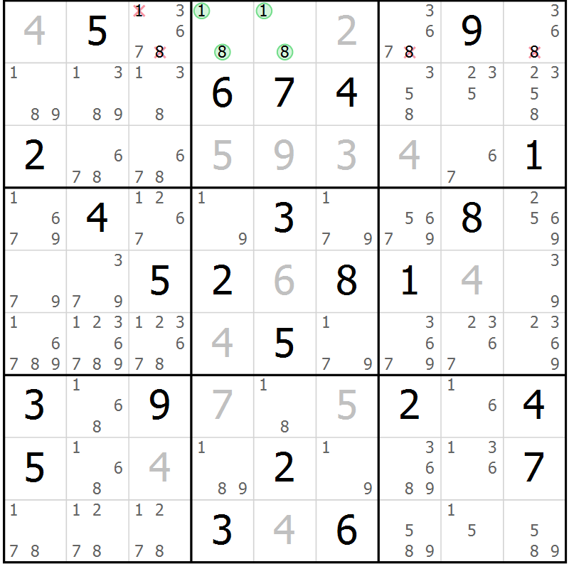 Position des candidats pour la solution de la Gr 34 page 37 du magazine de sudoku Maestro n° 086