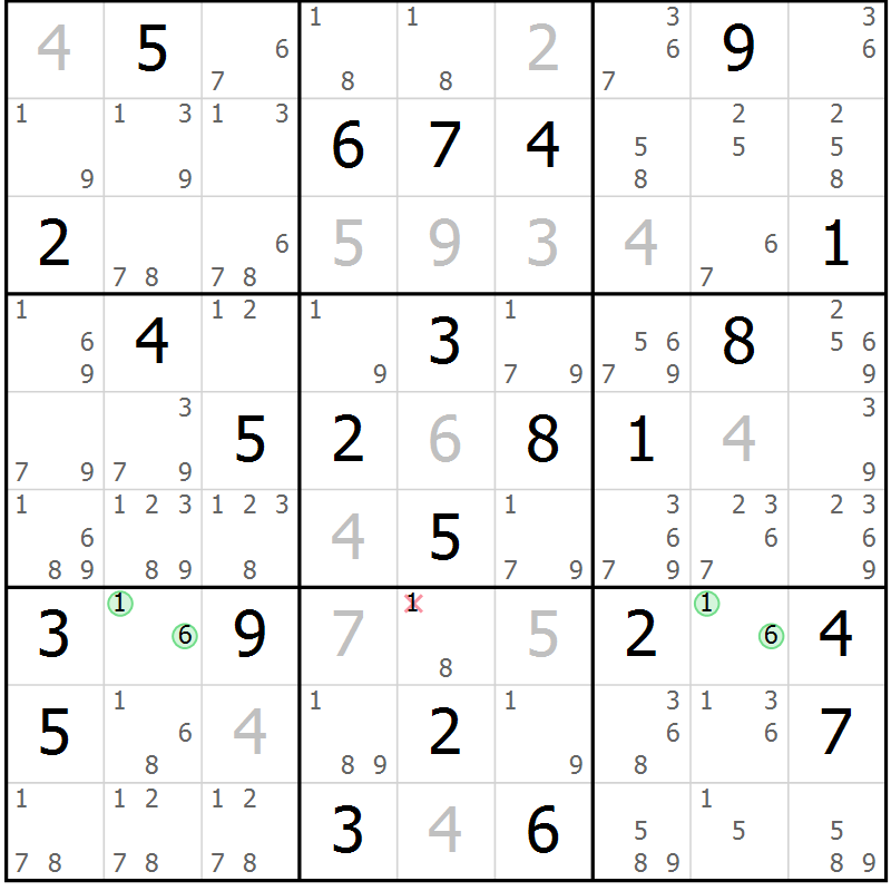 Position des candidats pour la solution de la Gr 34 page 37 du magazine de sudoku Maestro n° 086