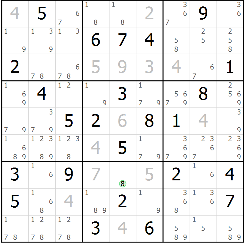 Position des candidats pour la solution de la Gr 34 page 37 du magazine de sudoku Maestro n° 086