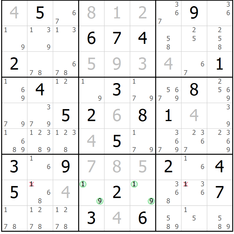 Position des candidats pour la solution de la Gr 34 page 37 du magazine de sudoku Maestro n° 086