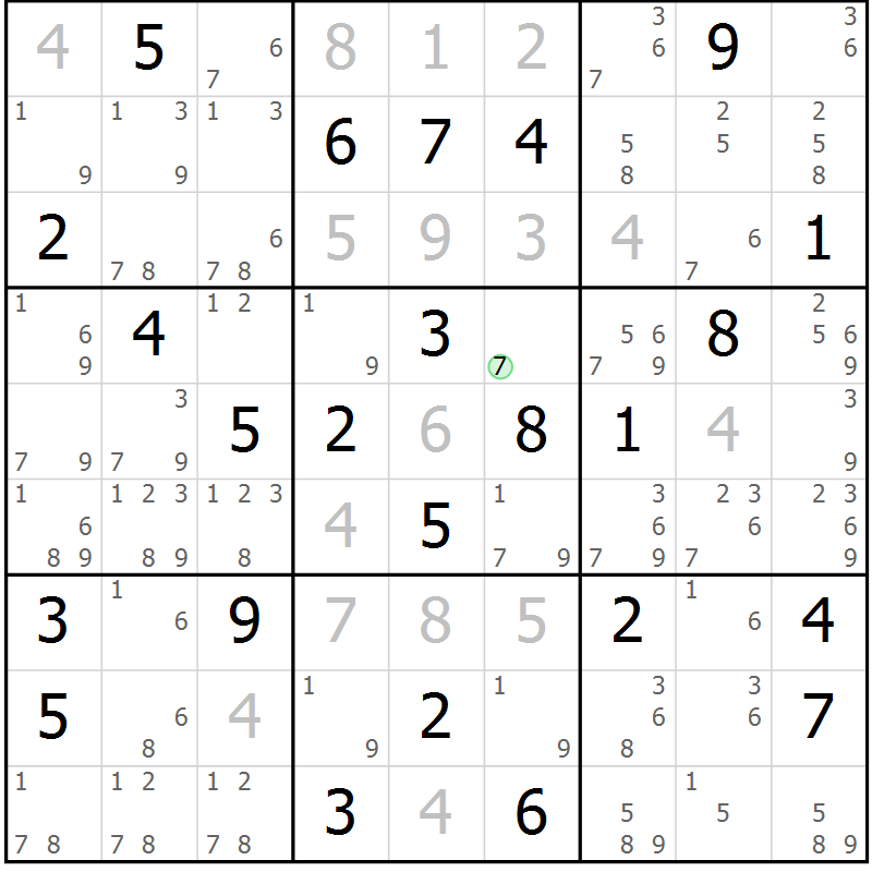 Position des candidats pour la solution de la Gr 34 page 37 du magazine de sudoku Maestro n° 086