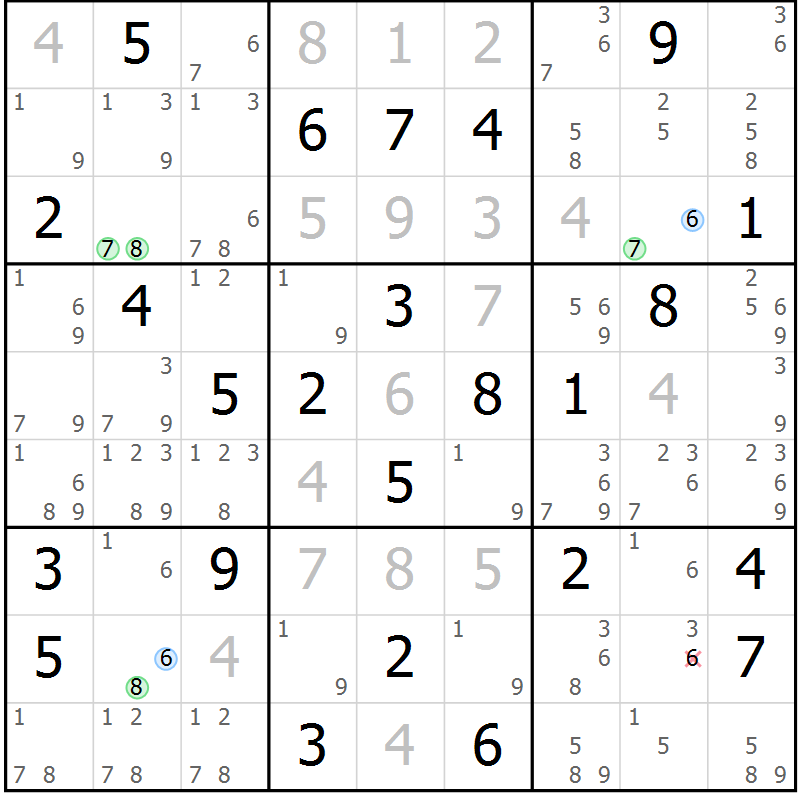 Position des candidats pour la solution de la Gr 34 page 37 du magazine de sudoku Maestro n° 086