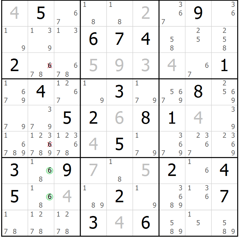 Position des candidats pour la solution de la Gr 34 page 37 du magazine de sudoku Maestro n° 086