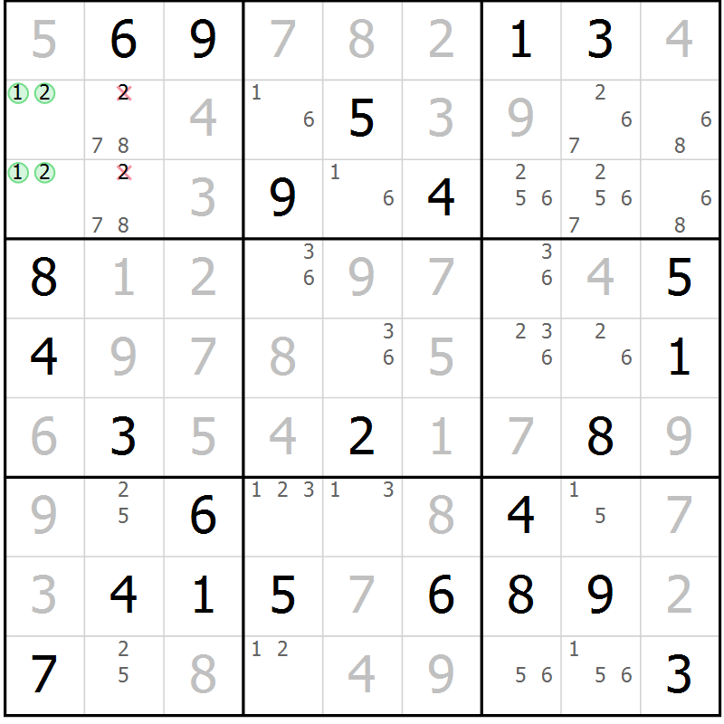 Position des candidats pour la solution de la Gr 35 page 38 du magazine de sudoku Maestro n° 086