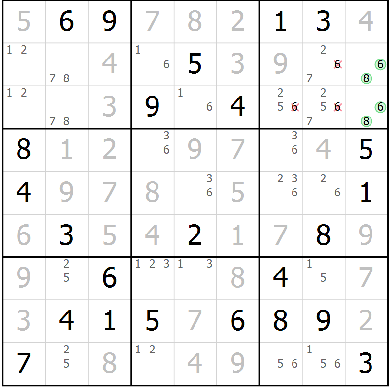 Position des candidats pour la solution de la Gr 35 page 38 du magazine de sudoku Maestro n° 086