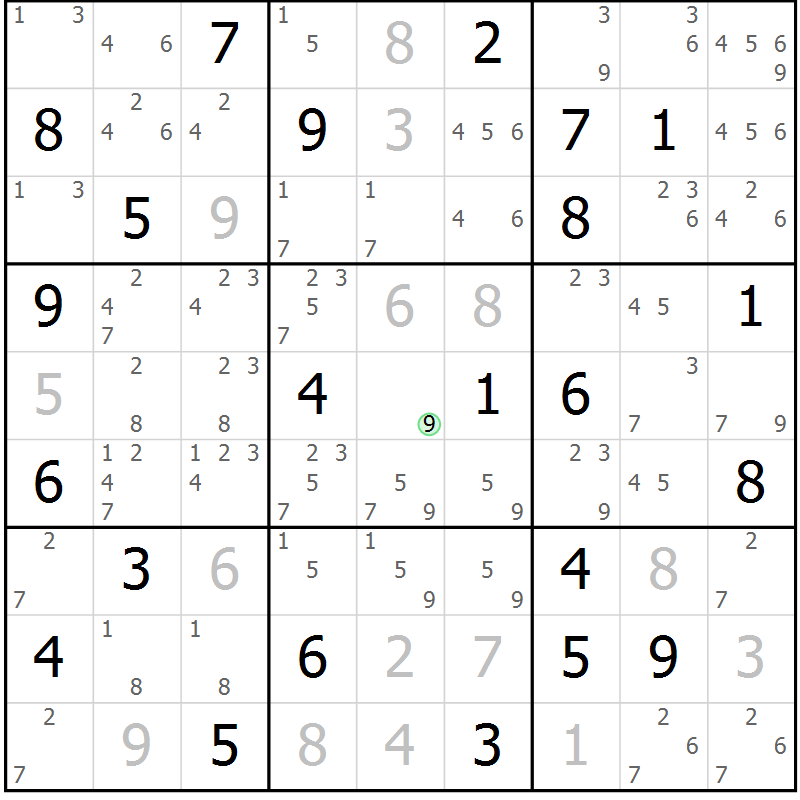 Position des candidats pour la solution de la Gr 36 page 39 du magazine de sudoku Maestro n° 086