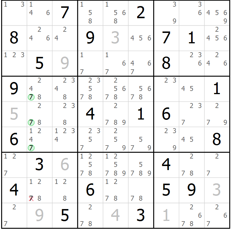 Position des candidats pour la solution de la Gr 36 page 39 du magazine de sudoku Maestro n° 086
