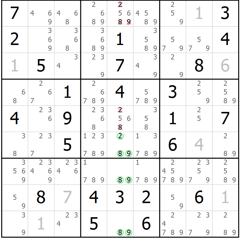 Position des candidats pour la solution de la Gr 37 page 40 du magazine de sudoku Maestro n° 086