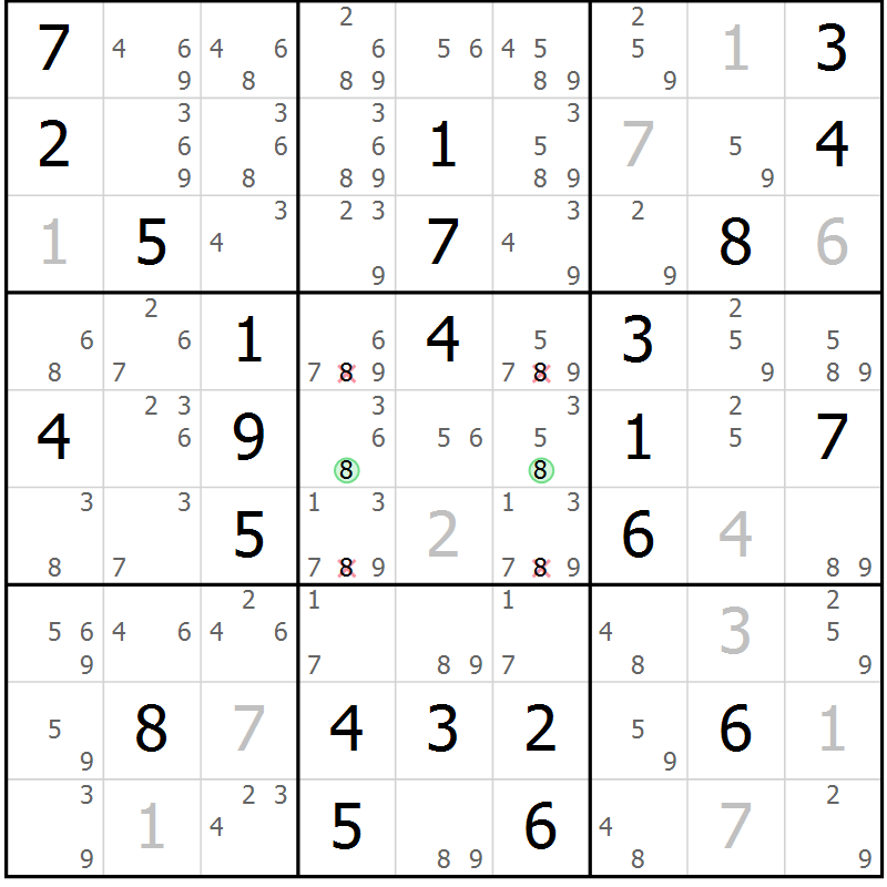 Position des candidats pour la solution de la Gr 37 page 40 du magazine de sudoku Maestro n° 086