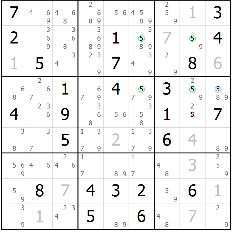 Position des candidats pour la solution de la Gr 37 page 40 du magazine de sudoku Maestro n° 086