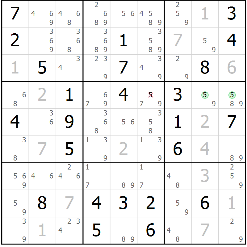 Position des candidats pour la solution de la Gr 37 page 40 du magazine de sudoku Maestro n° 086