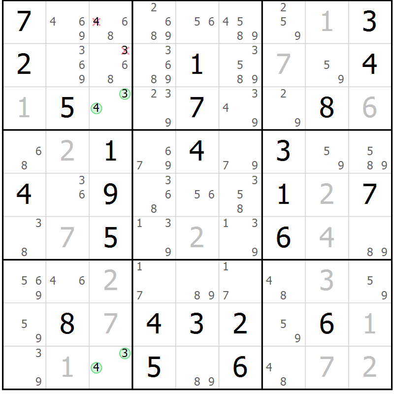 Position des candidats pour la solution de la Gr 37 page 40 du magazine de sudoku Maestro n° 086