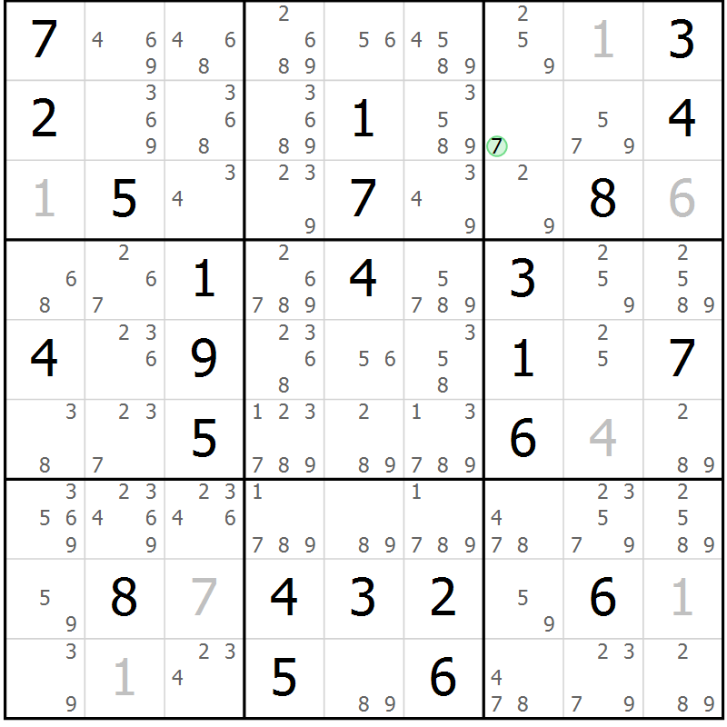 Position des candidats pour la solution de la Gr 37 page 40 du magazine de sudoku Maestro n° 086