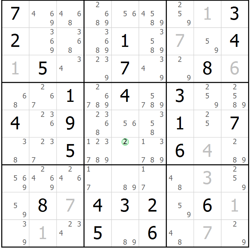 Position des candidats pour la solution de la Gr 37 page 40 du magazine de sudoku Maestro n° 086