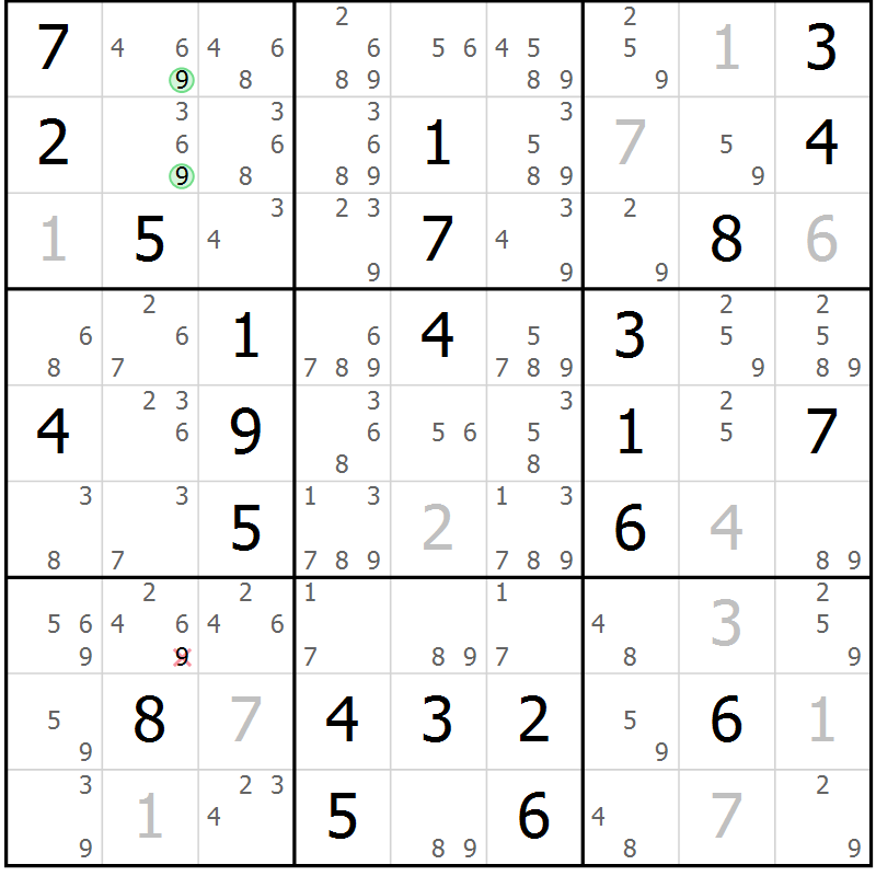 Position des candidats pour la solution de la Gr 37 page 40 du magazine de sudoku Maestro n° 086