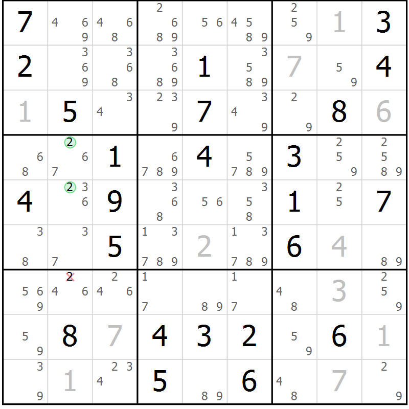 Position des candidats pour la solution de la Gr 37 page 40 du magazine de sudoku Maestro n° 086
