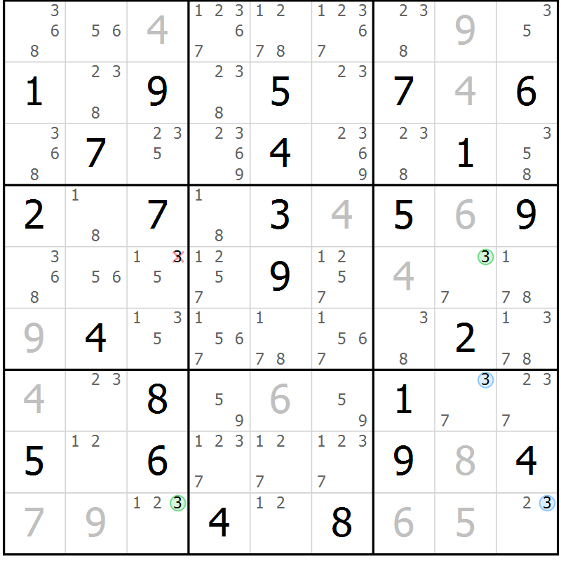 Position des candidats pour la solution de la Gr 38 page 41 du magazine de sudoku Maestro n° 086