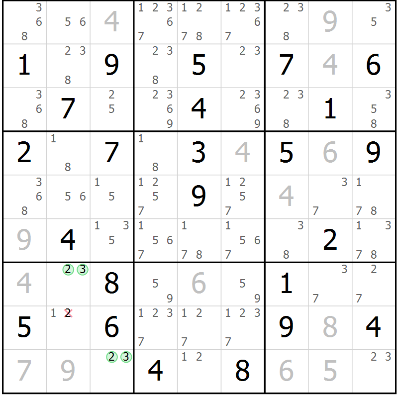 Position des candidats pour la solution de la Gr 38 page 41 du magazine de sudoku Maestro n° 086