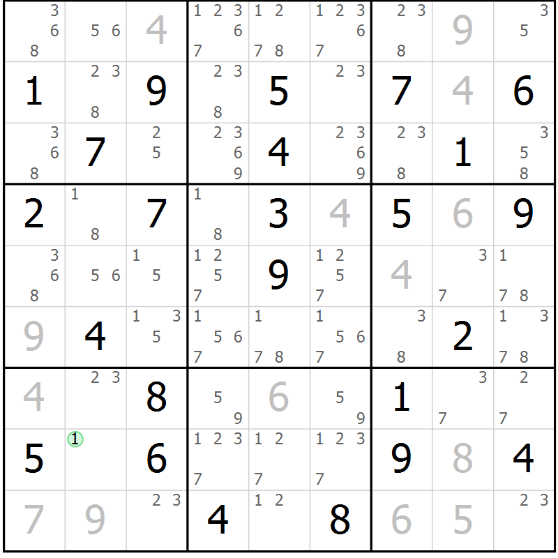 Position des candidats pour la solution de la Gr 38 page 41 du magazine de sudoku Maestro n° 086