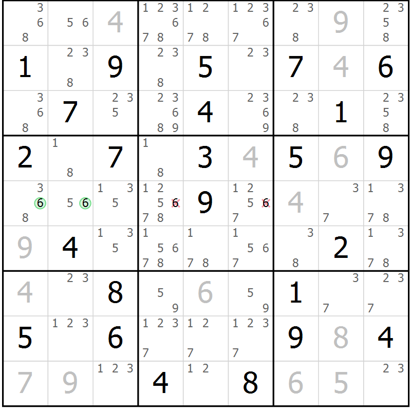 Position des candidats pour la solution de la Gr 38 page 41 du magazine de sudoku Maestro n° 086