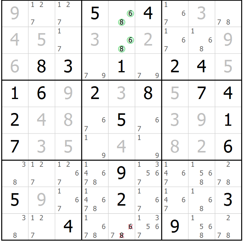 Position des candidats pour la solution de la Gr 39 page 42 du magazine de sudoku Maestro n° 086