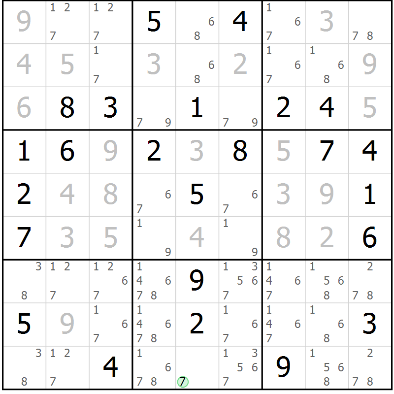 Position des candidats pour la solution de la Gr 39 page 42 du magazine de sudoku Maestro n° 086