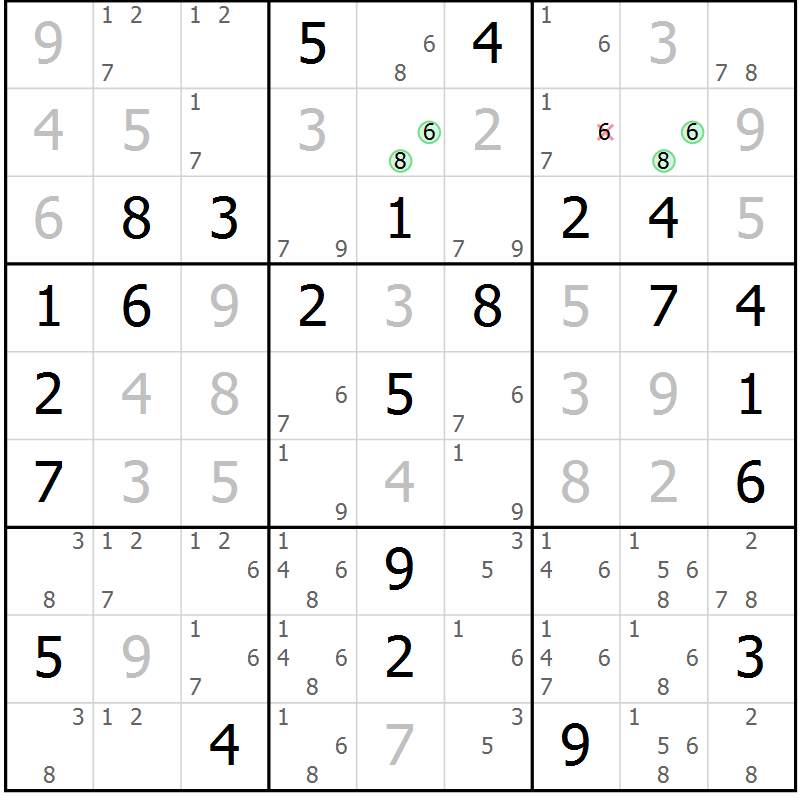 Position des candidats pour la solution de la Gr 39 page 42 du magazine de sudoku Maestro n° 086