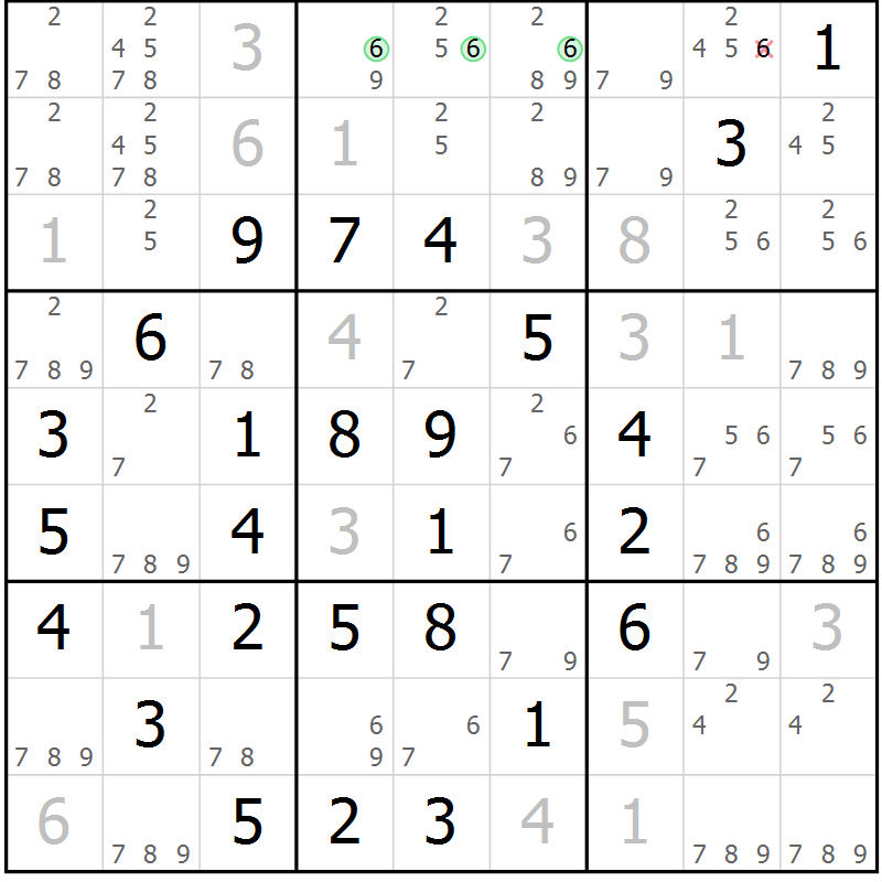 Position des candidats pour la solution de la Gr 4 page 7 du magazine de sudoku Maestro n° 086