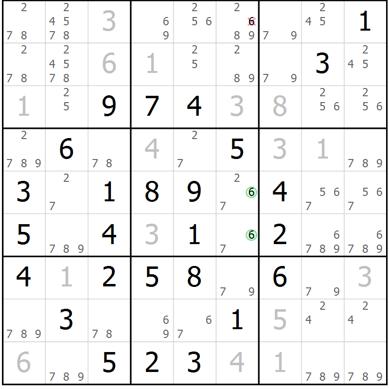 Position des candidats pour la solution de la Gr 4 page 7 du magazine de sudoku Maestro n° 086