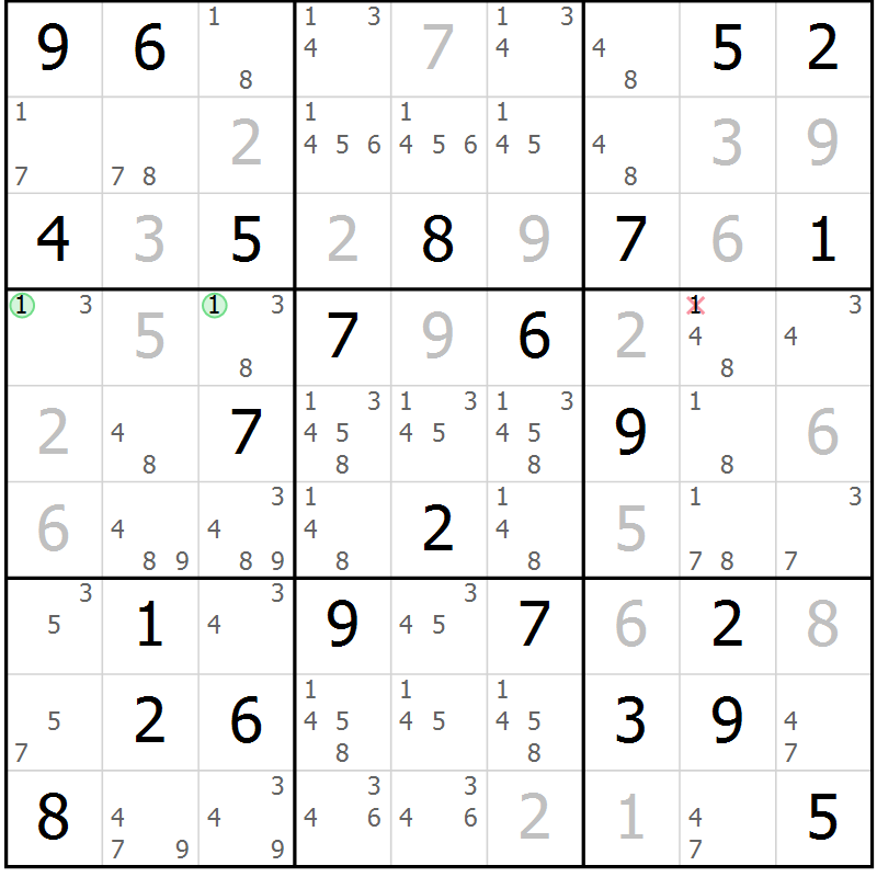 Position des candidats pour la solution de la Gr 40 page 43 du magazine de sudoku Maestro n° 086