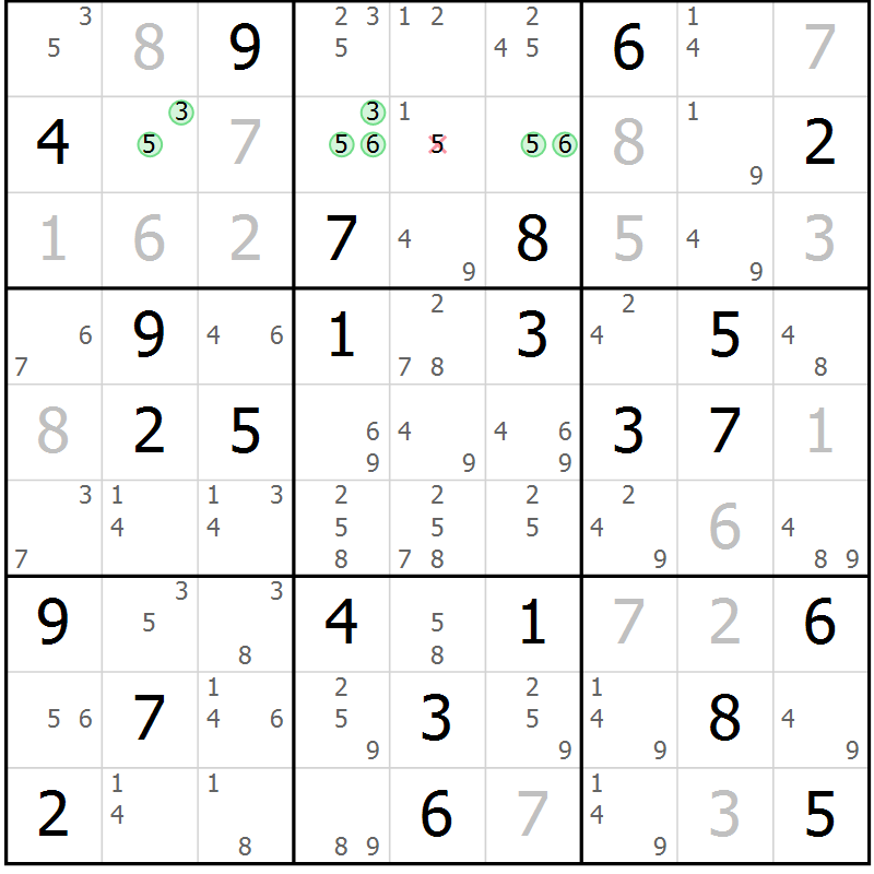 Position des candidats pour la solution de la Gr 41 page 44 du magazine de sudoku Maestro n° 086