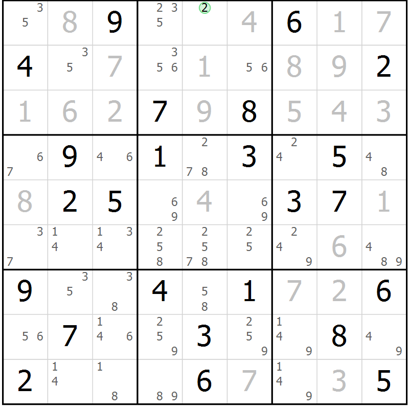 Position des candidats pour la solution de la Gr 41 page 44 du magazine de sudoku Maestro n° 086