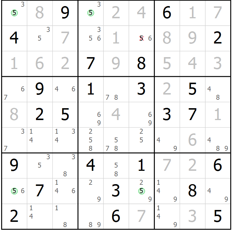 Position des candidats pour la solution de la Gr 41 page 44 du magazine de sudoku Maestro n° 086