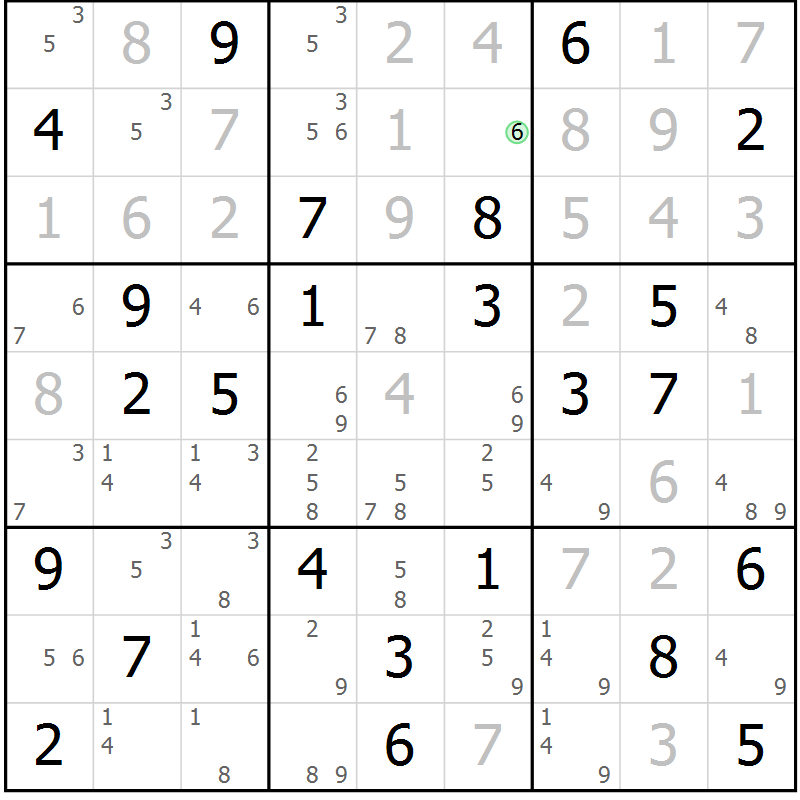 Position des candidats pour la solution de la Gr 41 page 44 du magazine de sudoku Maestro n° 086