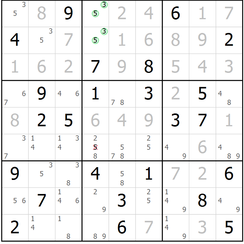 Position des candidats pour la solution de la Gr 41 page 44 du magazine de sudoku Maestro n° 086
