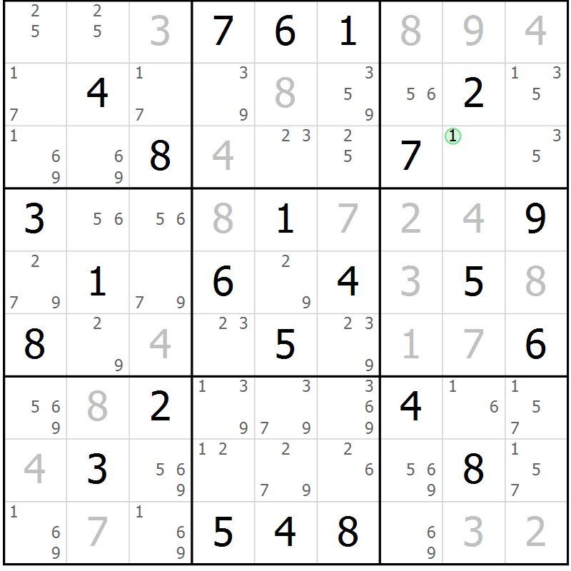 Position des candidats pour la solution de la Gr 42 page 45 du magazine de sudoku Maestro n° 086