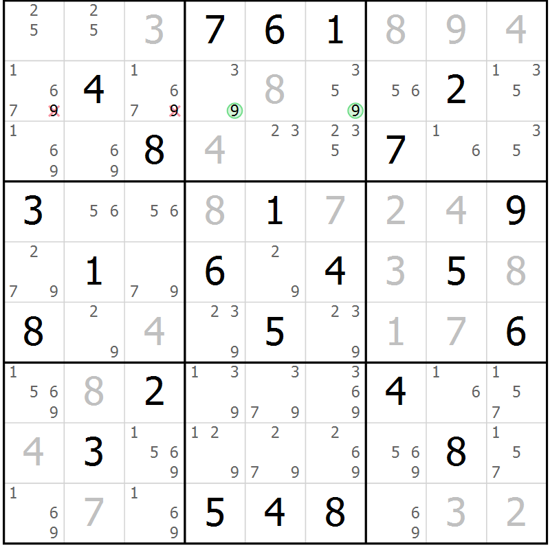 Position des candidats pour la solution de la Gr 42 page 45 du magazine de sudoku Maestro n° 086