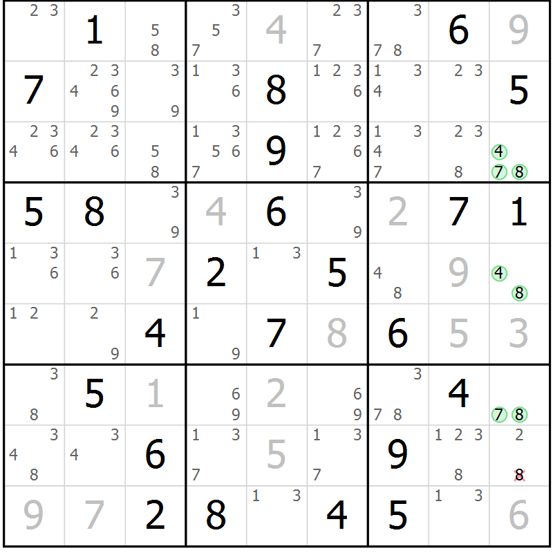 Position des candidats pour la solution de la Gr 43 page 46 du magazine de sudoku Maestro n° 086