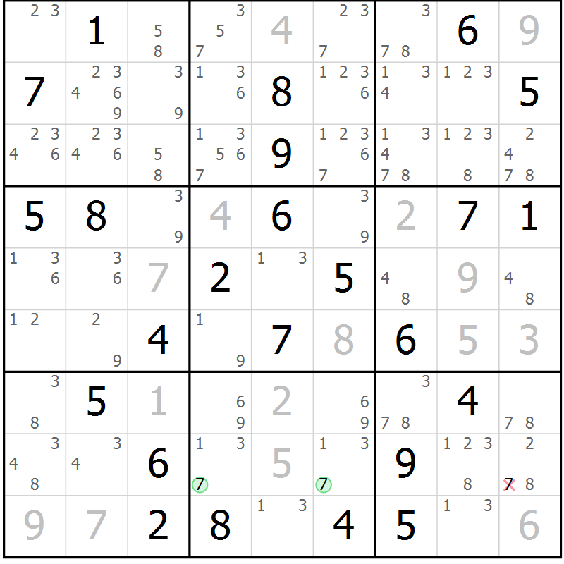 Position des candidats pour la solution de la Gr 43 page 46 du magazine de sudoku Maestro n° 086