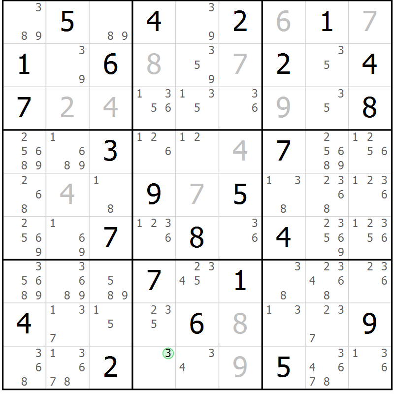 Position des candidats pour la solution de la Gr 44 page 47 du magazine de sudoku Maestro n° 086