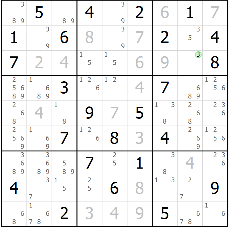 Position des candidats pour la solution de la Gr 44 page 47 du magazine de sudoku Maestro n° 086