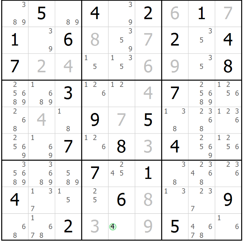 Position des candidats pour la solution de la Gr 44 page 47 du magazine de sudoku Maestro n° 086