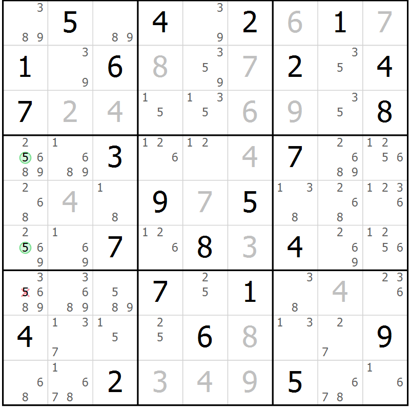 Position des candidats pour la solution de la Gr 44 page 47 du magazine de sudoku Maestro n° 086