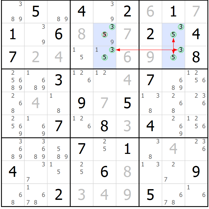 Position des candidats pour la solution de la Gr 44 page 47 du magazine de sudoku Maestro n° 086