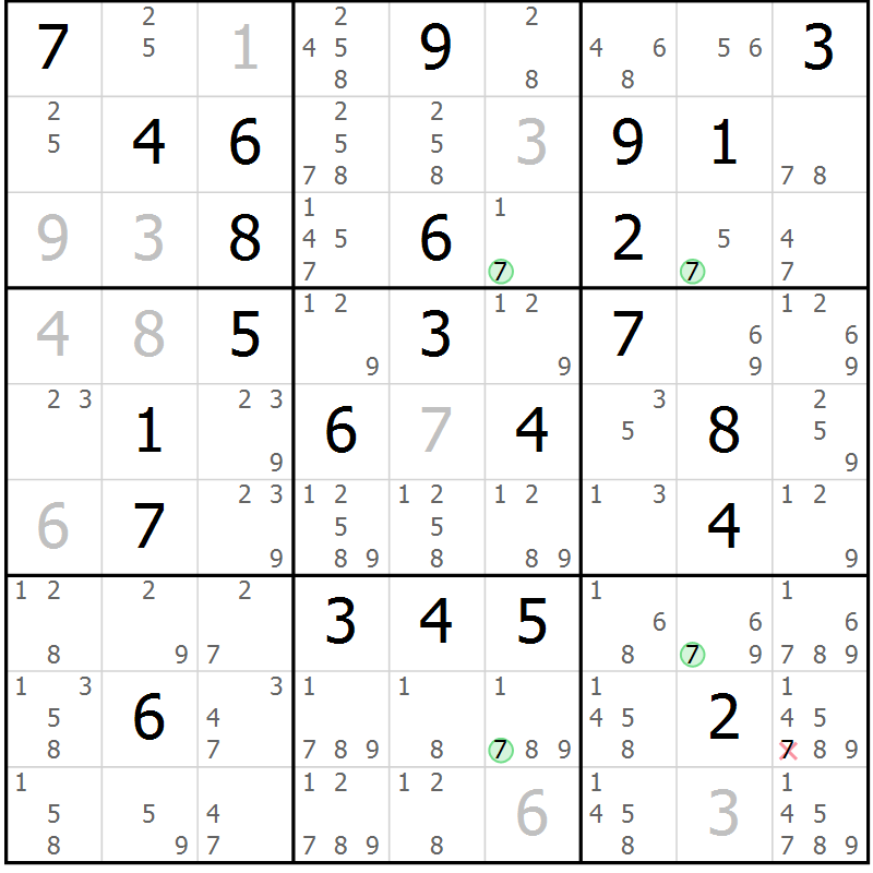 Position des candidats pour la solution de la Gr 45 page 48 du magazine de sudoku Maestro n° 086