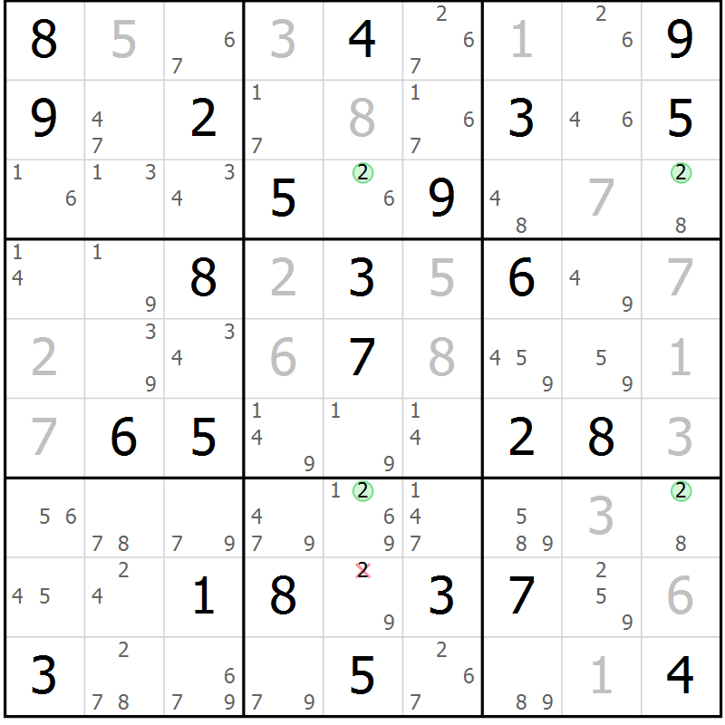 Position des candidats pour la solution de la Gr 46 page 49 du magazine de sudoku Maestro n° 086