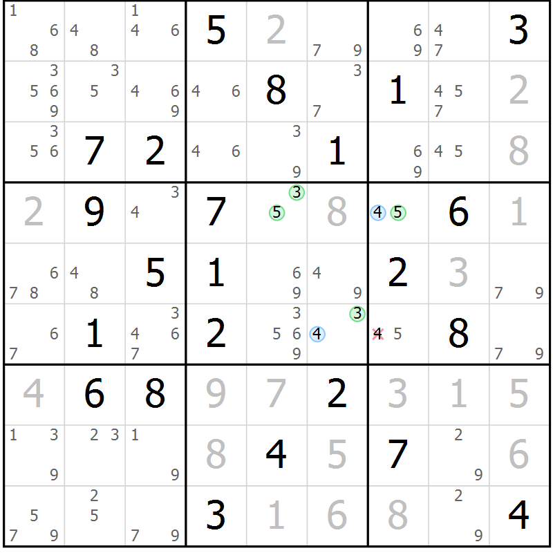 Position des candidats pour la solution de la Gr 47 page 50 du magazine de sudoku Maestro n° 086